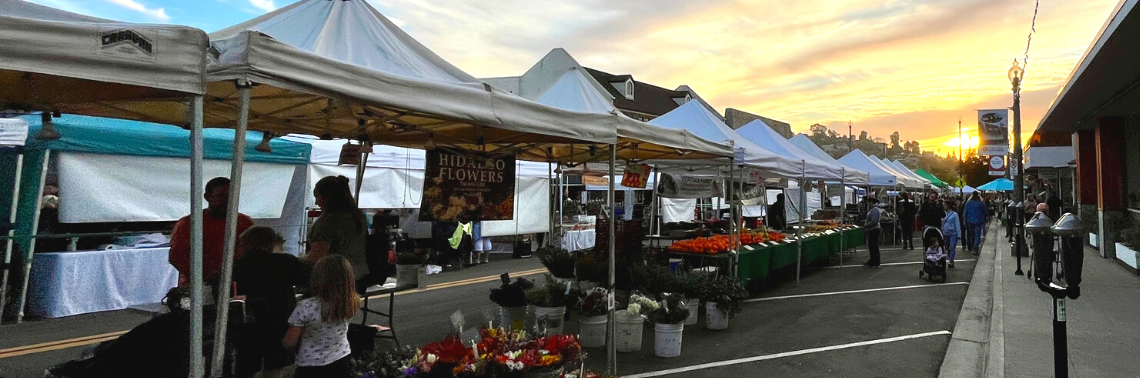 La Mesa Village Farmers Market Vendor Booths Sunset